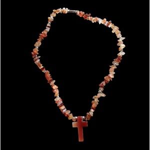 NWOT Stone Cross Necklace